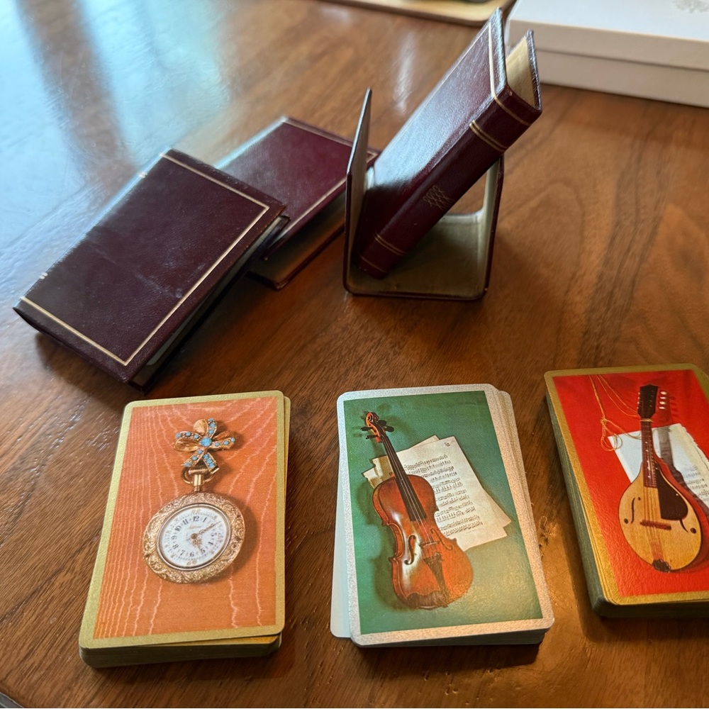 Vintage Congress Playing Cards with leather( or leather like) case. Excellent!